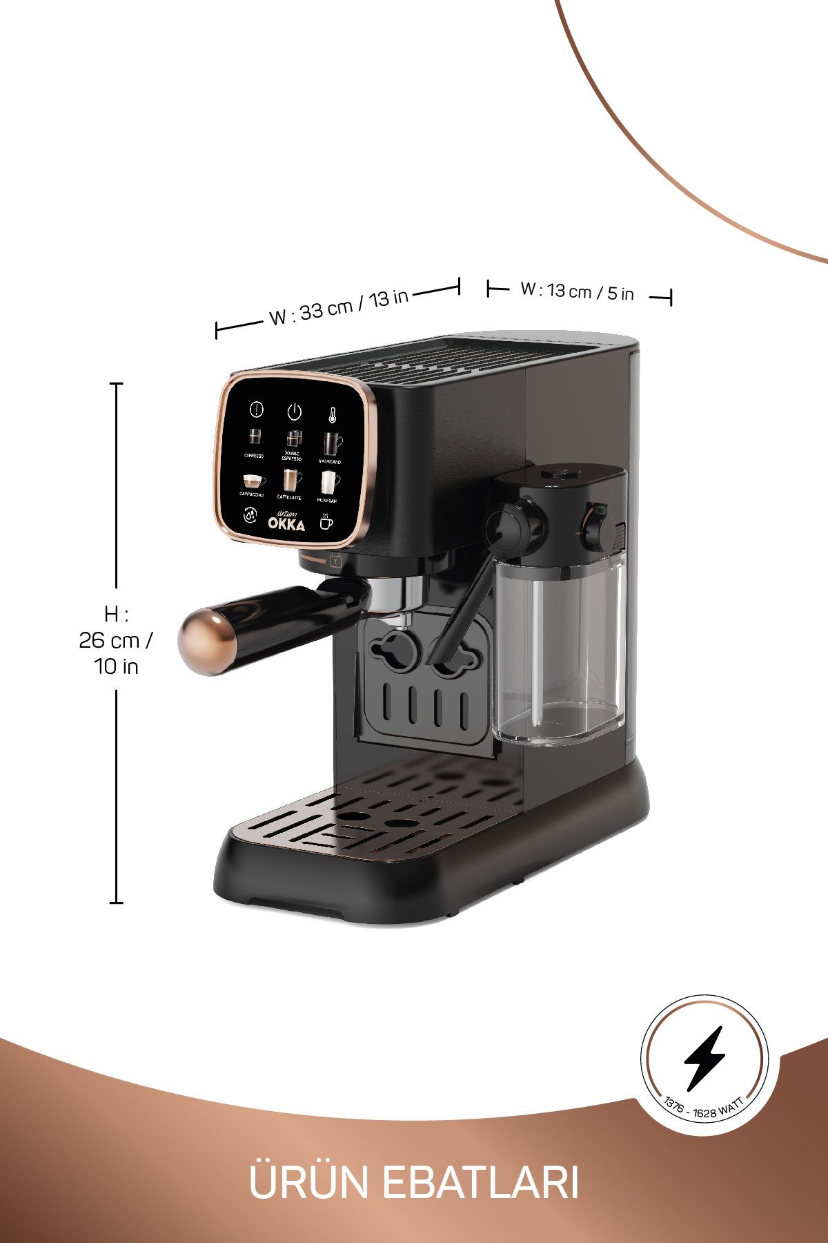 OK0032-04 Arzum Okka Espresso Solo M Yarı Otomatik Espresso Makinesi - Bakır OK0032-04 Arzum Okka Espresso Solo M Yarı Otomatik Espresso Makinesi - Bakır