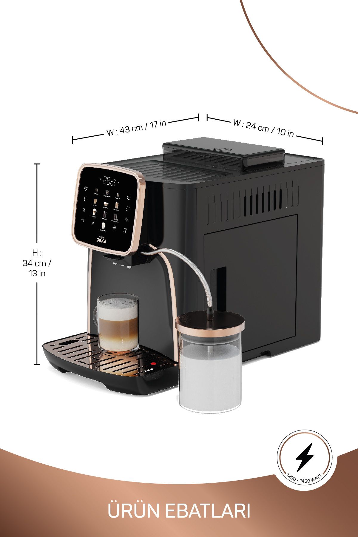 OK0028-04 Arzum Okka Espresso Pro M Tam Otomatik Espresso Makinesi - Bakır OK0028-04 Arzum Okka Espresso Pro M Tam Otomatik Espresso Makinesi - Bakır