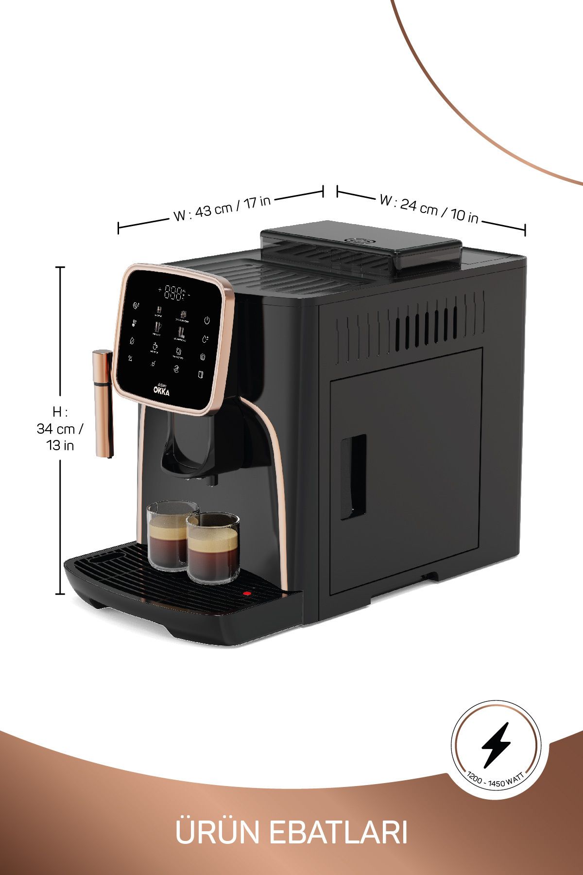 OK0030-04 Arzum Okka Espresso Pro Tam Otomatik Espresso Makinesi - Bakır OK0030-04 Arzum Okka Espresso Pro Tam Otomatik Espresso Makinesi - Bakır