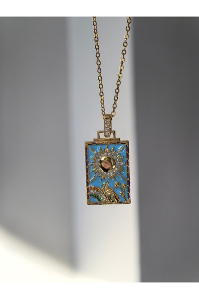 THE SUN ÇELİK TAROT KOLYE THE SUN ÇELİK TAROT KOLYE