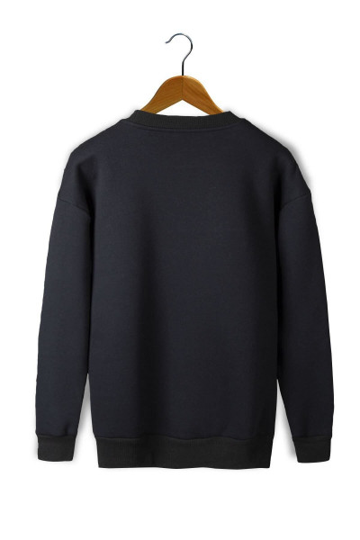 Unisex Siyah Önü Veaven Baskılı Oversize Kalın Iki Iplik Şardonlu Bisiklet Yaka Sweatshirt Unisex Siyah Önü Veaven Baskılı Oversize Kalın Iki Iplik Şardonlu Bisiklet Yaka Sweatshirt