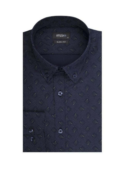 Koyu Haki Uzun Kol Baskılı Düğmeli Yaka Slim Fit Dar Kesim Klasik Gömlek 1004220274 Koyu Haki Uzun Kol Baskılı Düğmeli Yaka Slim Fit Dar Kesim Klasik Gömlek 1004220274