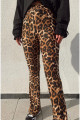 Leopar Desenli Yüksek Bel Likralı Ispanyol Paça Pantolon 100 Cm Leopar Desenli Yüksek Bel Likralı Ispanyol Paça Pantolon 100 Cm