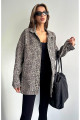 Leopar Desen Oversize Ceket KAHVERENGİ