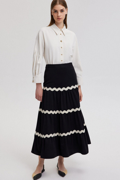 ŞERİT DETAYLI VOLAN ETEK ŞERİT DETAYLI VOLAN ETEK