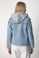 Sweatshirt Detaylı Kapüşonlu Denim Ceket AÇIK MAVİ LRV0082 Sweatshirt Detaylı Kapüşonlu Denim Ceket AÇIK MAVİ LRV0082
