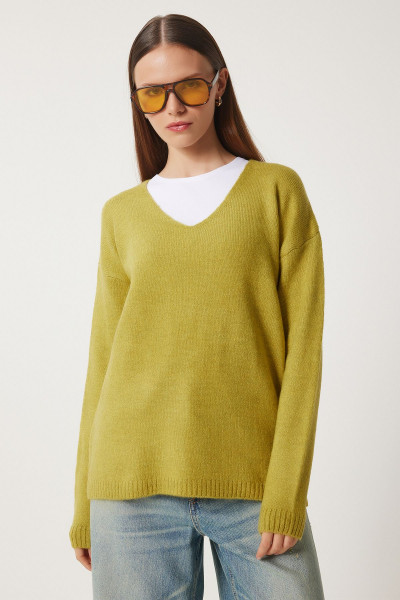 V Yaka Triko Kazak YAĞ YEŞİLİ LZA0012 V Yaka Triko Kazak YAĞ YEŞİLİ LZA0012