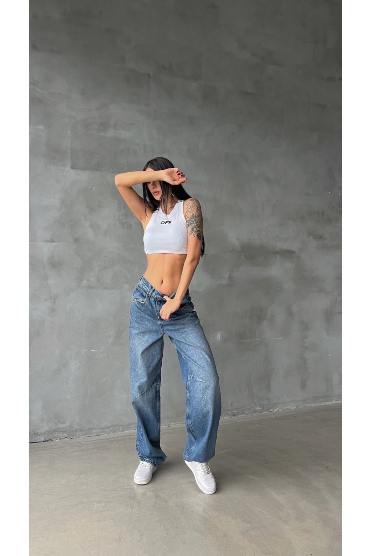 Trend Wıde Leg Baggy Denim Pantolon-wide Leg Loose Fit Jeans