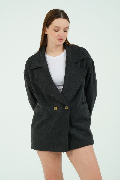 Kaşe Kaban Oversize Antrasit Kaşe Kaban Oversize Antrasit