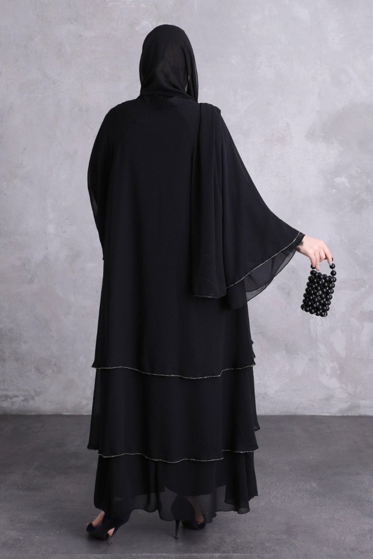 Taşlı 3 Katlı Zarif Abaya Taşlı 3 Katlı Zarif Abaya