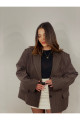 Saja Rsln Premium Çizgili Kahverengi Oversize Blazer Ceket Saja Rsln Premium Çizgili Kahverengi Oversize Blazer Ceket