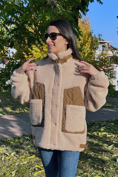 Kemer Detaylı Peluş Mont Kemer Detaylı Peluş Mont