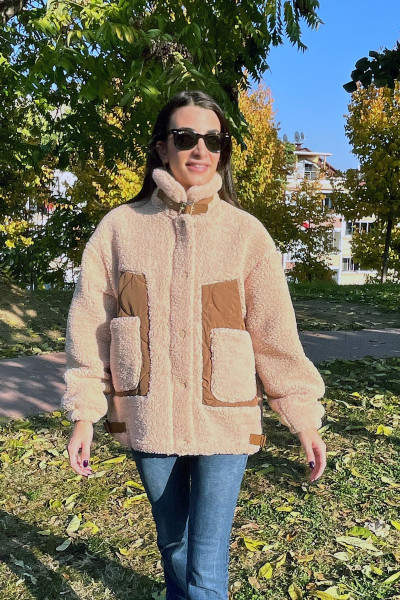 Kemer Detaylı Peluş Mont Kemer Detaylı Peluş Mont