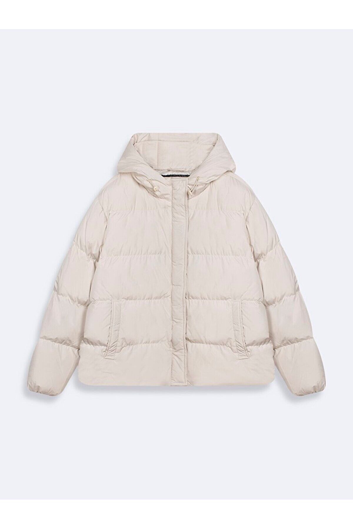 Kapüşonlu Şişme Bej Mont Kapüşonlu Şişme Bej Mont