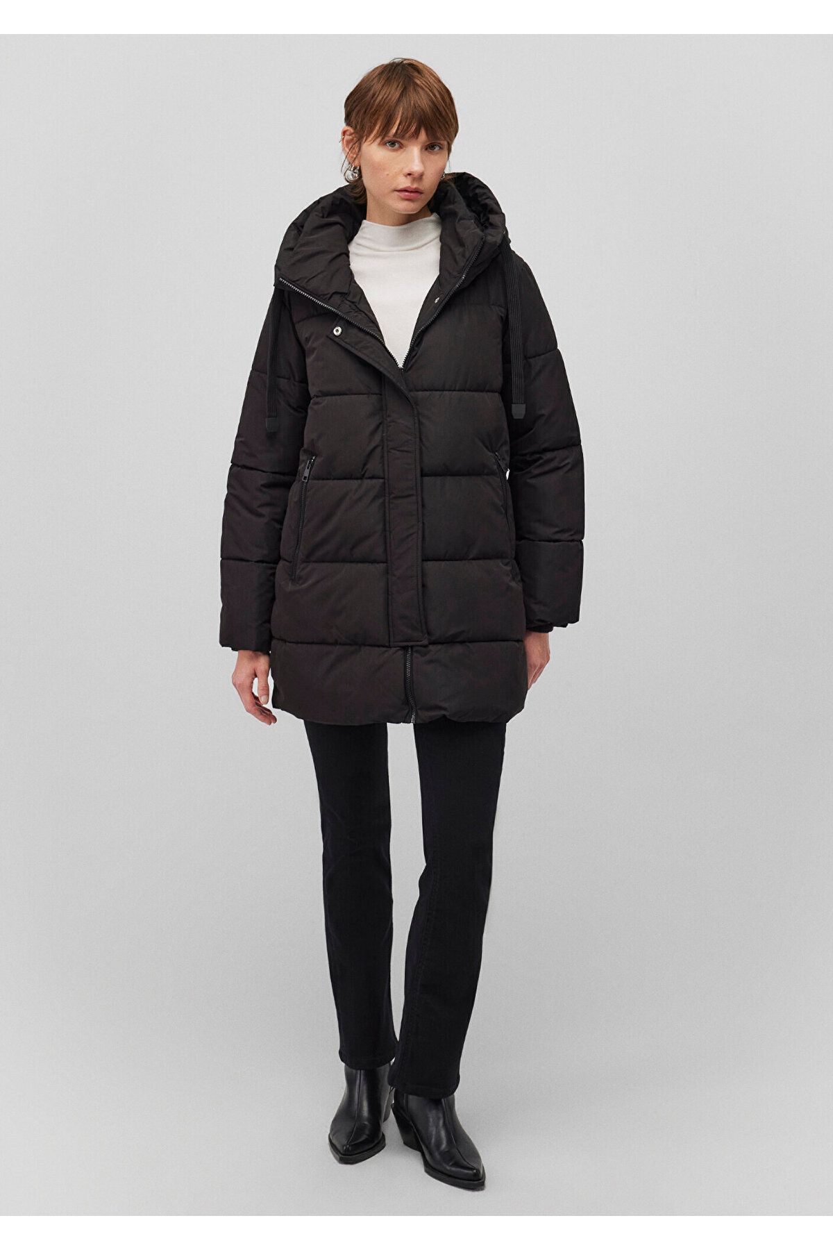 Kapüşonlu Siyah Şişme Mont 1110150-900 Kapüşonlu Siyah Şişme Mont 1110150-900