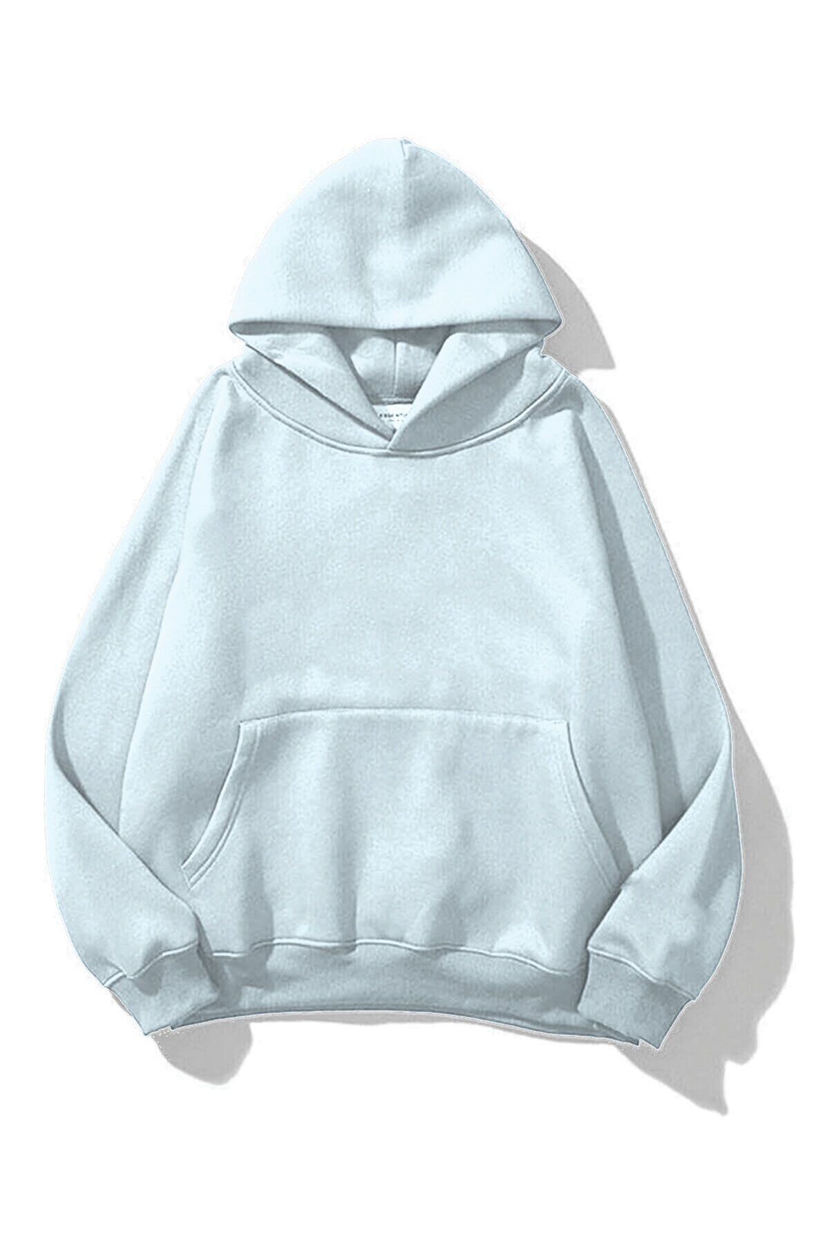 Unisex Basic Sweatshirt Hoodie Açık Mavi