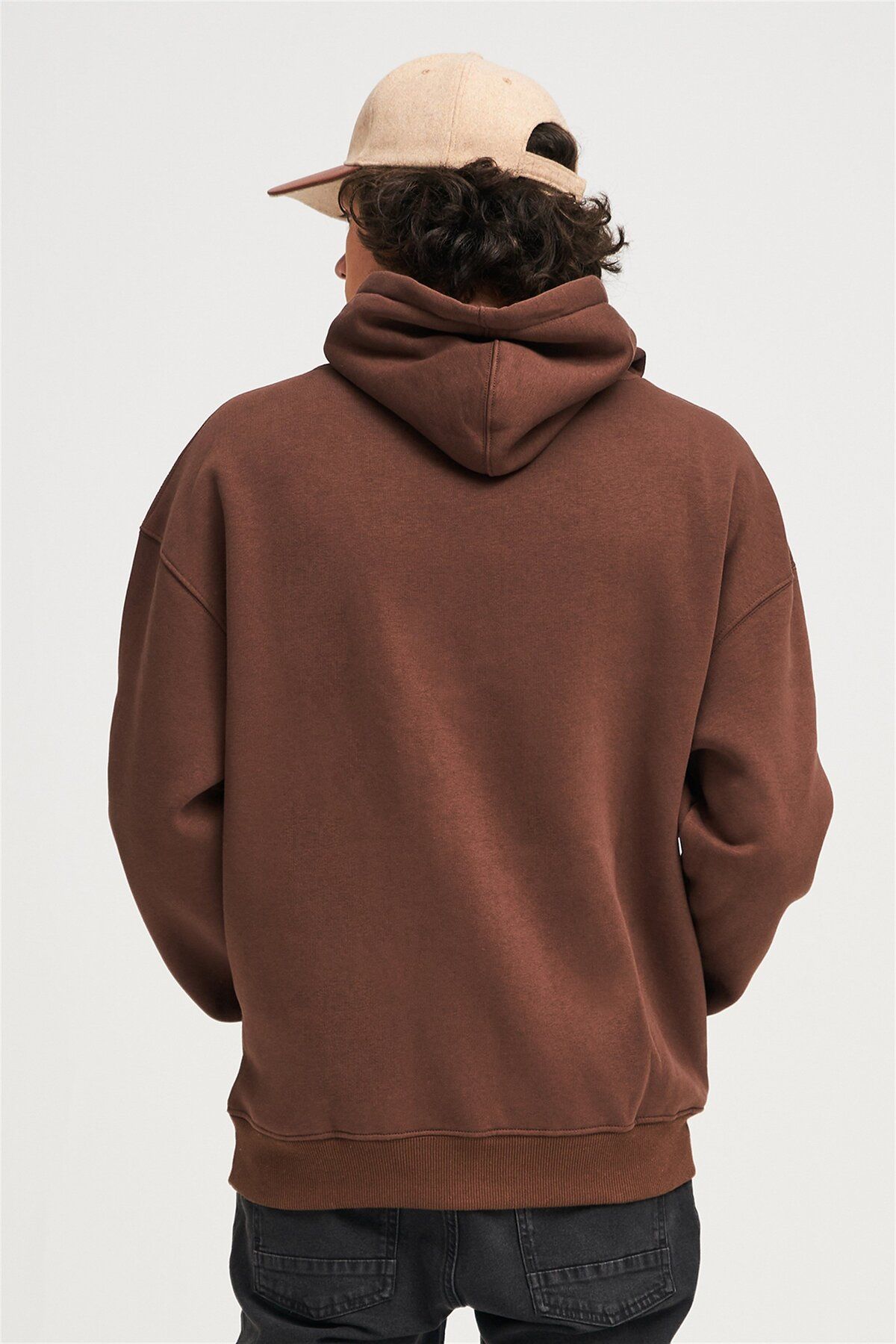 Unisex Basic Sweatshirt Hoodie Koyu Kahve