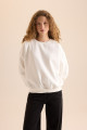 Coool Oversize Fit Geniş Kalıp Bisiklet Yaka Basic Düz Kalın Kumaş Sweatshirt D9022AXNS