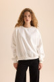 Coool Oversize Fit Geniş Kalıp Bisiklet Yaka Basic Düz Kalın Kumaş Sweatshirt D9022AXNS