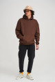 Unisex Basic Sweatshirt Hoodie Koyu Kahve