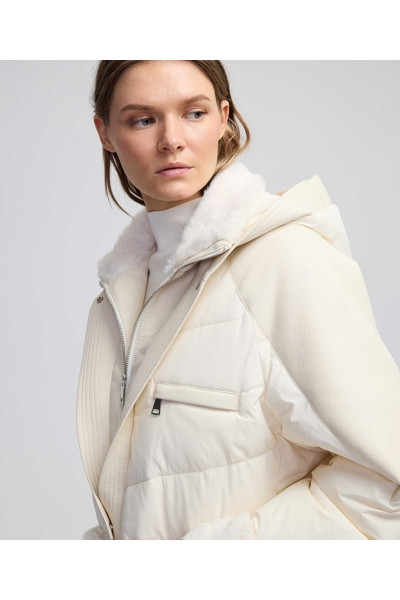 Suni kürk ve deri mix şişme mont Suni kürk ve deri mix şişme mont