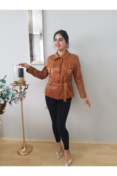 KADIN TABA BEL KUŞAKLI HAKİKİ DERİ CEKET KADIN TABA BEL KUŞAKLI HAKİKİ DERİ CEKET