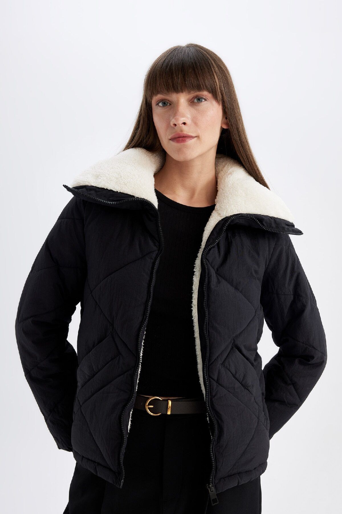 Su İtici Puffer Şişme Mont  Kapitoneli İçi Suni Kürklü Rüzgar Geçirmez Cepli  A0756AX24WN Su İtici Puffer Şişme Mont  Kapitoneli İçi Suni Kürklü Rüzgar Geçirmez Cepli  A0756AX24WN