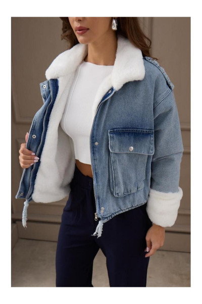 Yakası Kolları Ve Içi Yumuşak Peluş Kürklü Kot Mont 2241 Yakası Kolları Ve Içi Yumuşak Peluş Kürklü Kot Mont 2241