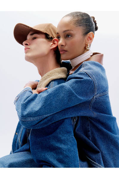 X Zeynep Bastık - Oversize Uzun Kot Ceket Suni Deri Yaka Detaylı Cepli X Zeynep Bastık - Oversize Uzun Kot Ceket Suni Deri Yaka Detaylı Cepli