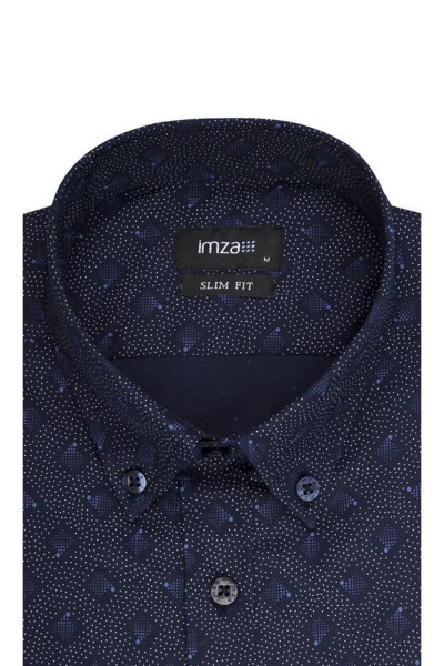 Koyu Lacivert Uzun Kol Baskılı Düğmeli Yaka Slim Fit Dar Kesim Klasik Gömlek 1004220274 Koyu Lacivert Uzun Kol Baskılı Düğmeli Yaka Slim Fit Dar Kesim Klasik Gömlek 1004220274
