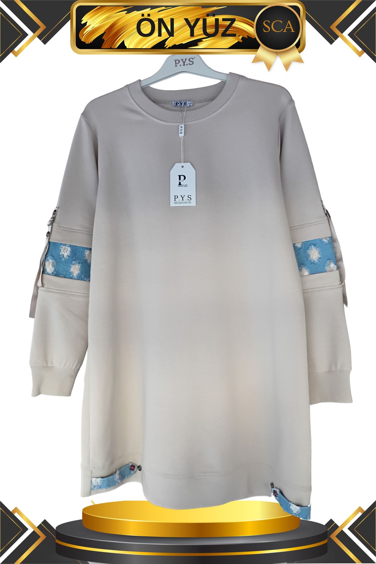 Kolları Kot Detaylı Premium Tunik Kolları Kot Detaylı Premium Tunik