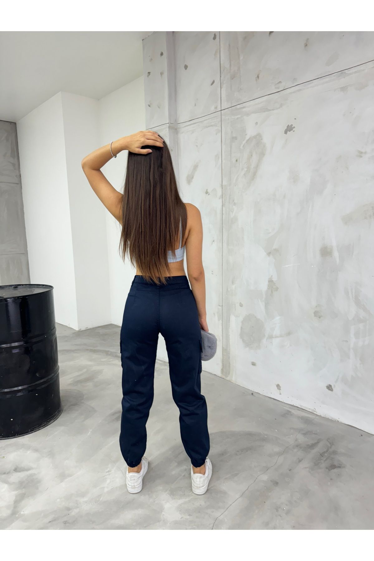 Lacivert Kargo Cepli Gabardin Kumaş Pantolon Lacivert Kargo Cepli Gabardin Kumaş Pantolon