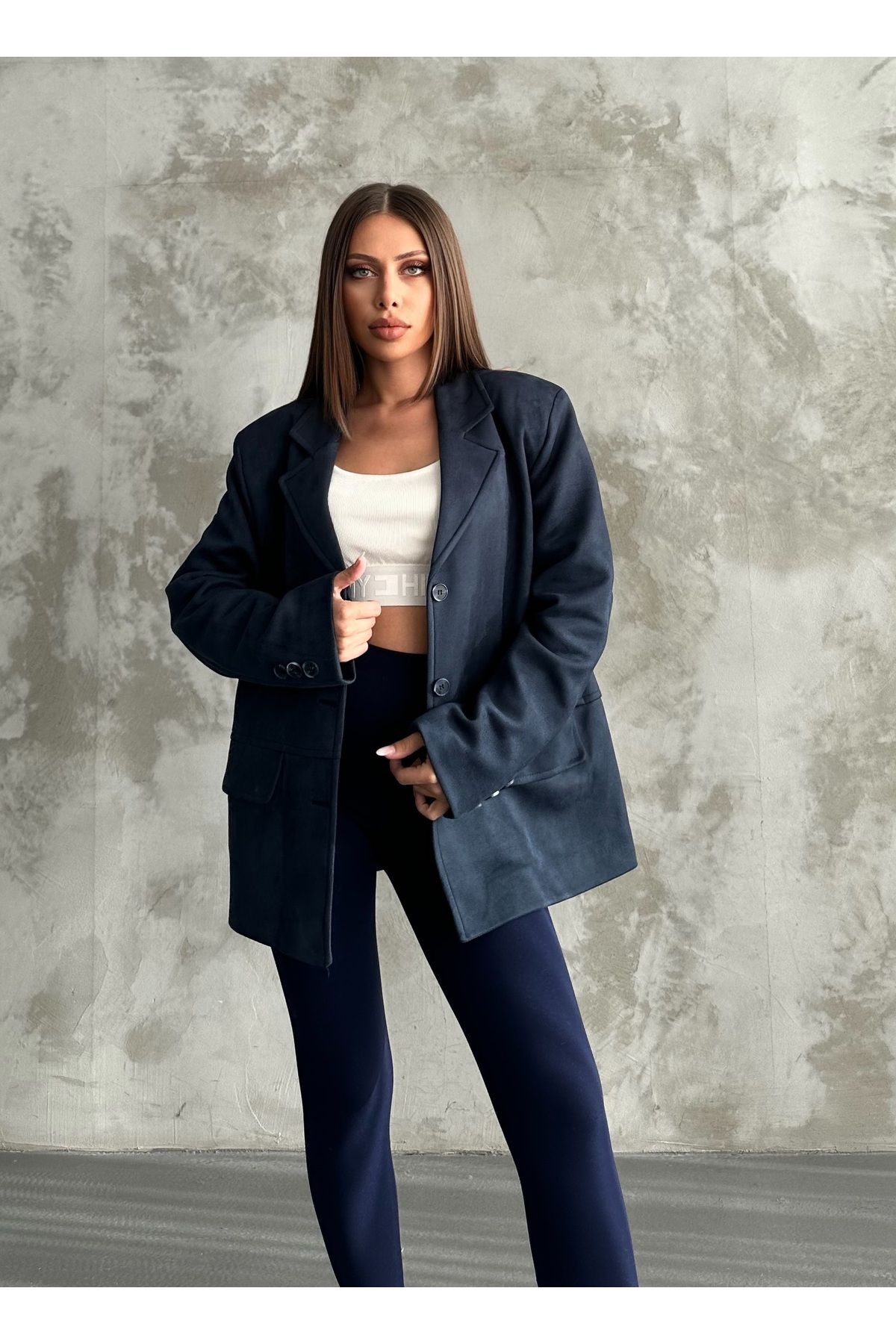 Blazer Model - Atarlı- 3 Düğmeli Süet Ceket