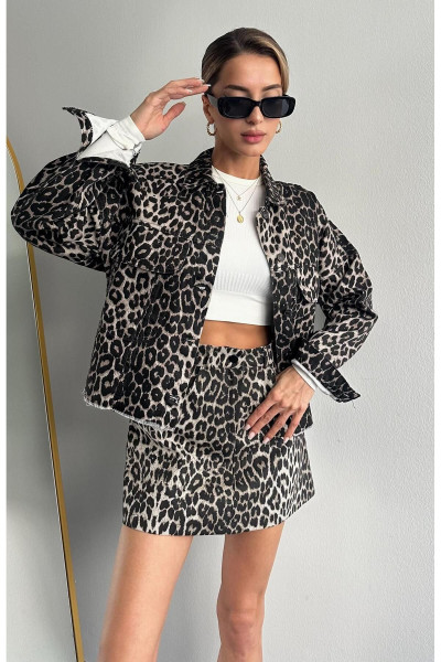 Oreo Leopar Desen Ceket LEOPAR Oreo Leopar Desen Ceket LEOPAR