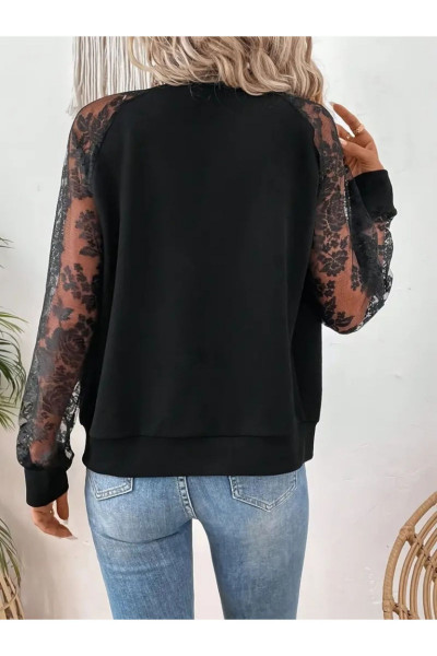 Kadın Uzun Kollu Kolları Dantelli önü Fermuarlı Iki Iplik Ceket Kadın Uzun Kollu Kolları Dantelli önü Fermuarlı Iki Iplik Ceket