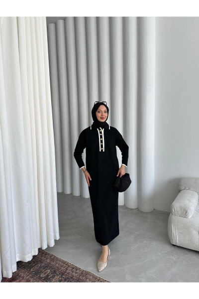 Oversize Düğmeli V Yaka Fitilli Triko Tesettür Elbise Fitilli Uzun Kışlık Tam Boy Elbise Oversize Düğmeli V Yaka Fitilli Triko Tesettür Elbise Fitilli Uzun Kışlık Tam Boy Elbise