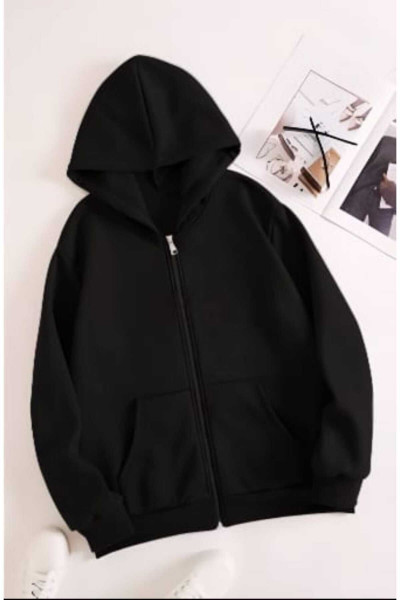 KOPYA - Siyah Kalın Kışlık Kumaş Unisex Fermuarlı Kapşonlu Ceket KOPYA - Siyah Kalın Kışlık Kumaş Unisex Fermuarlı Kapşonlu Ceket