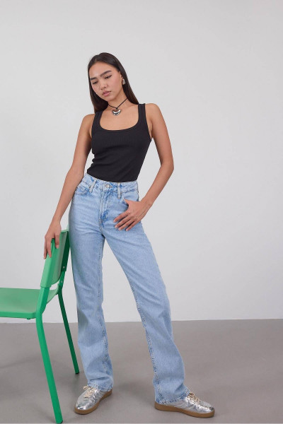 Yüksek Bel Straight Jean Pantolon PN5469-PNC Yüksek Bel Straight Jean Pantolon PN5469-PNC