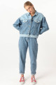 Kadın Renk Bloklu Oversize Jean Ceket Mavi Kadın Renk Bloklu Oversize Jean Ceket Mavi