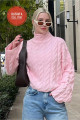 Pembe Balıkçı Yaka Örme Triko Kazak Pembe Balıkçı Yaka Örme Triko Kazak