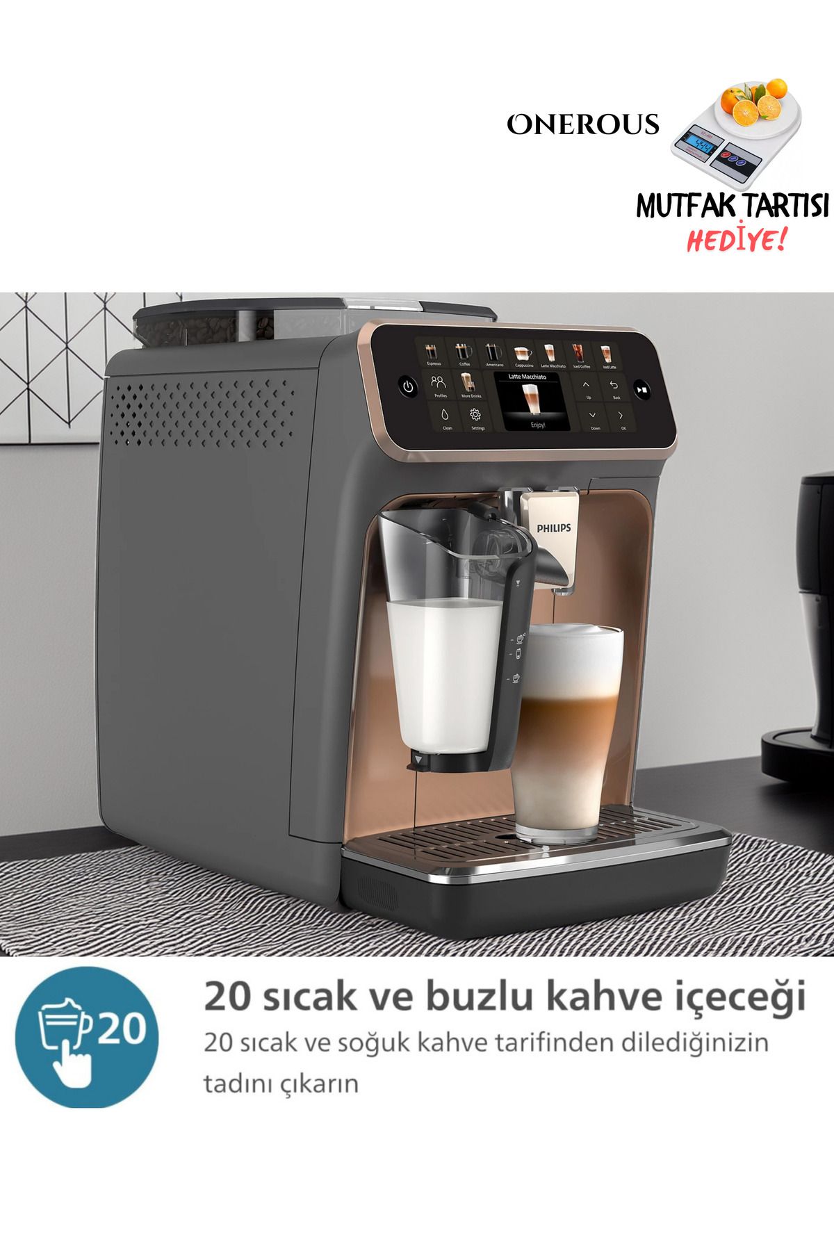 5500 Özel Seri 20 Çeşit Sıcak-Soğuk İçeçek Premium LatteGo Tam Otomatik Espresso Makinesi