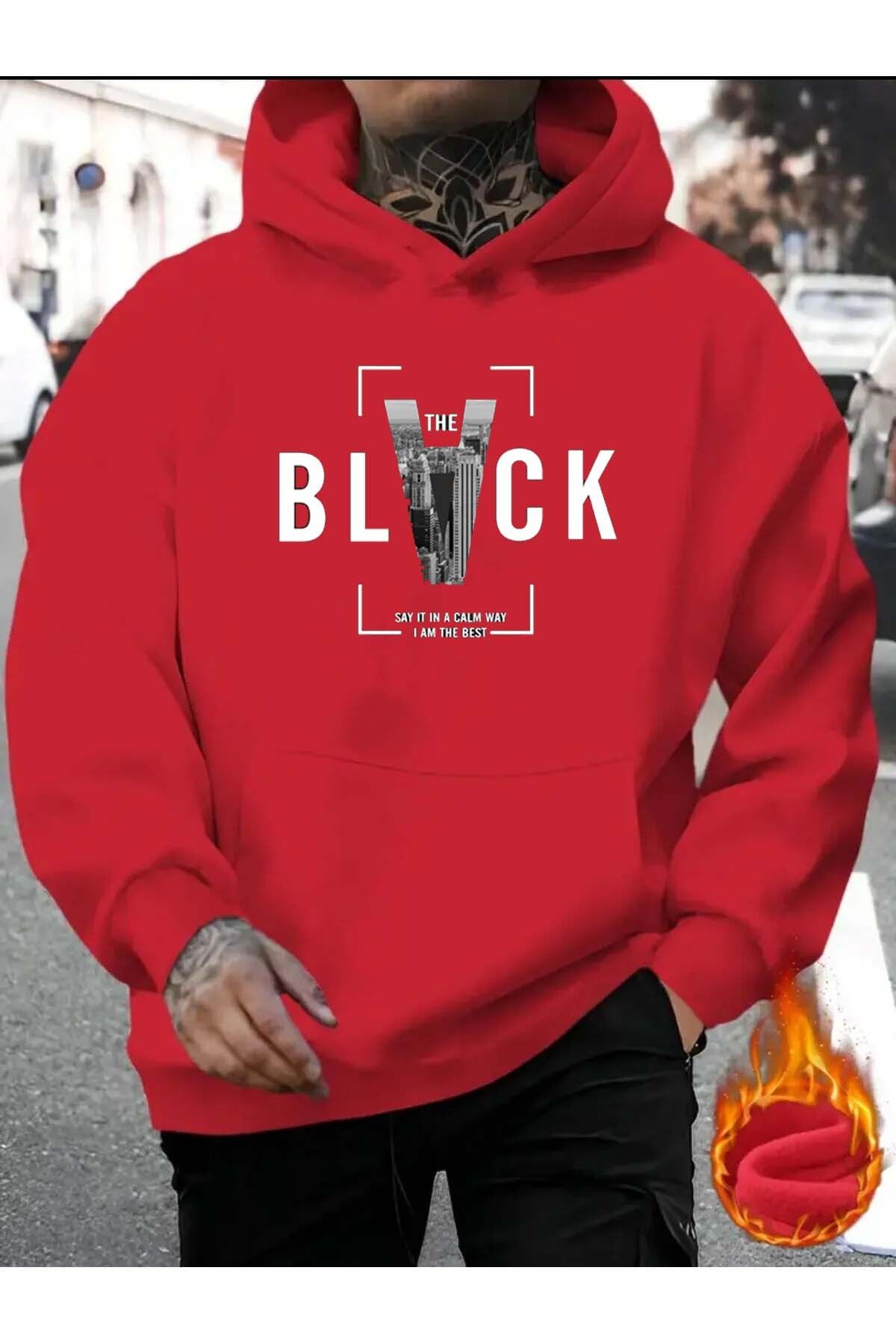 Black Baskılı 2 Iplik Şardonlu Sweatshirt