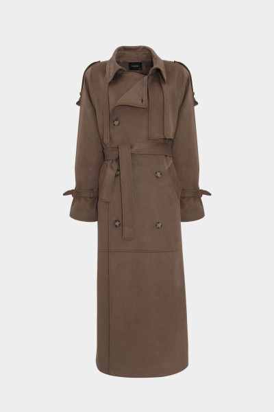 Premium Geniş Kesim Apolet Detaylı Maxi Süet Kadın Trençkot Premium Geniş Kesim Apolet Detaylı Maxi Süet Kadın Trençkot