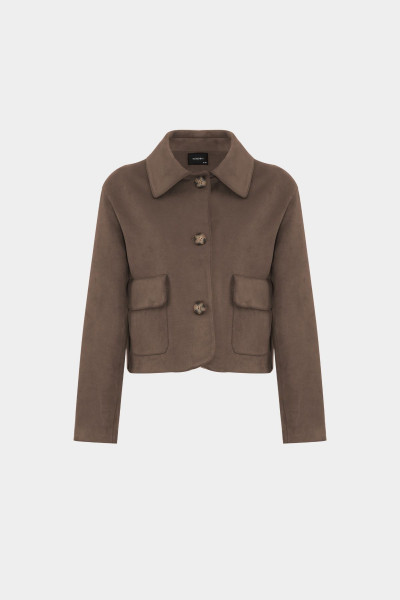 Premium Cep Detaylı Kısa Süet Kadın Ceket