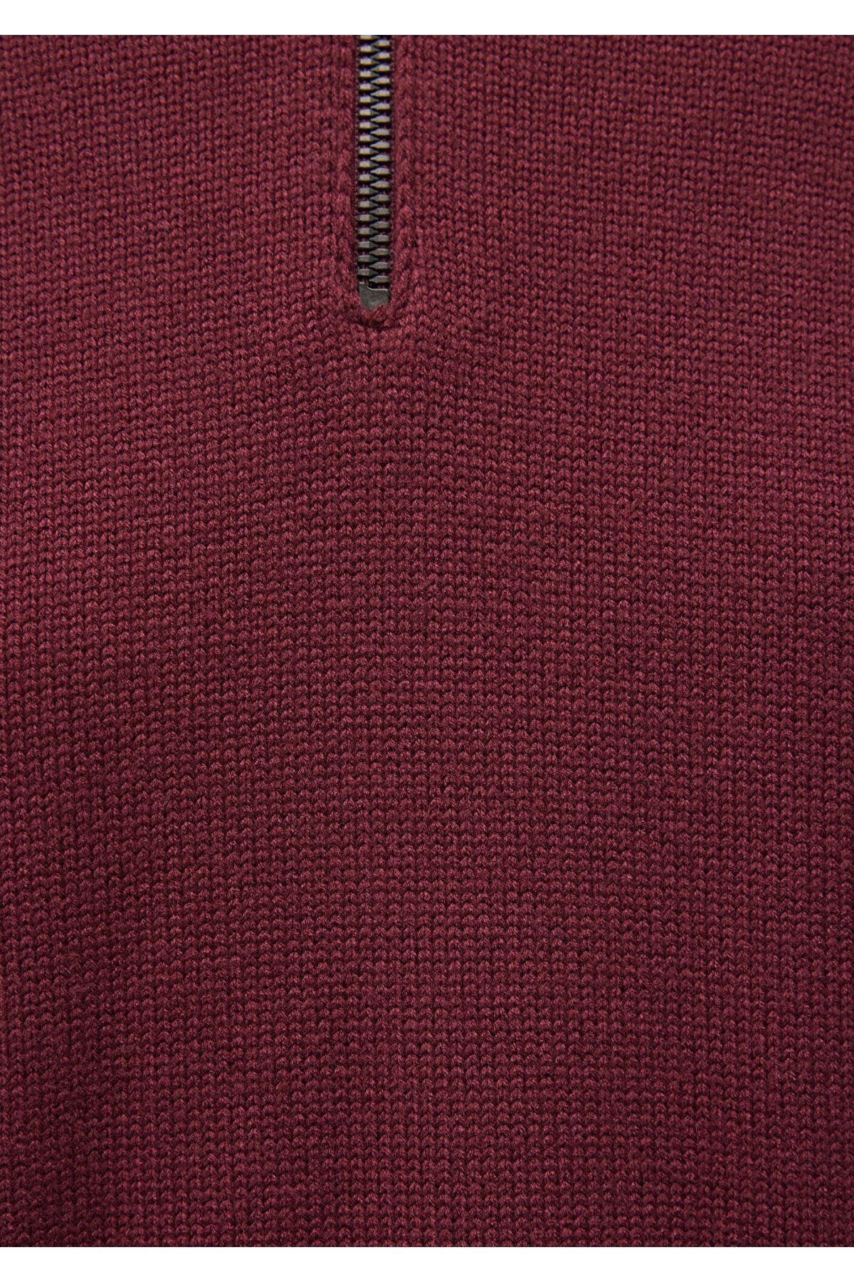 Yarı Fermuarlı Bordo Kazak Oversize / Geniş Kesim 1710574-70394 Yarı Fermuarlı Bordo Kazak Oversize / Geniş Kesim 1710574-70394
