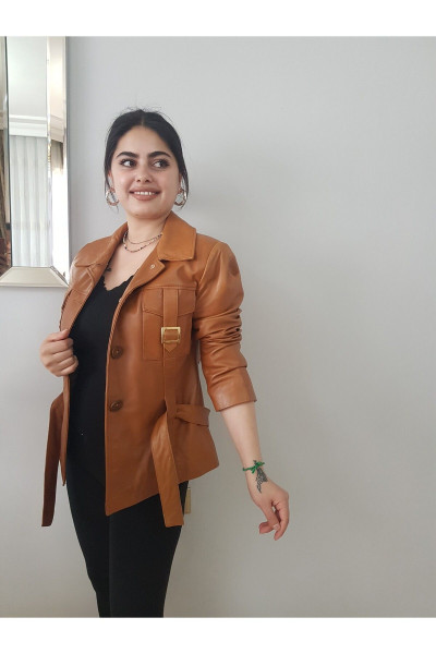 KADIN TABA BEL KUŞAKLI HAKİKİ DERİ CEKET KADIN TABA BEL KUŞAKLI HAKİKİ DERİ CEKET