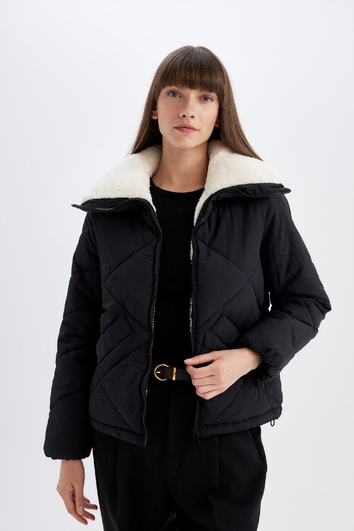 Su İtici Puffer Şişme Mont  Kapitoneli İçi Suni Kürklü Rüzgar Geçirmez Cepli  A0756AX24WN Su İtici Puffer Şişme Mont  Kapitoneli İçi Suni Kürklü Rüzgar Geçirmez Cepli  A0756AX24WN