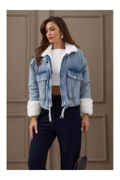 Yakası Kolları Ve Içi Yumuşak Peluş Kürklü Kot Mont 2241 Yakası Kolları Ve Içi Yumuşak Peluş Kürklü Kot Mont 2241