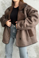 Oversize Kesim Düğmeli İçi Kürklü Suet Mont Ceket Oversize Kesim Düğmeli İçi Kürklü Suet Mont Ceket
