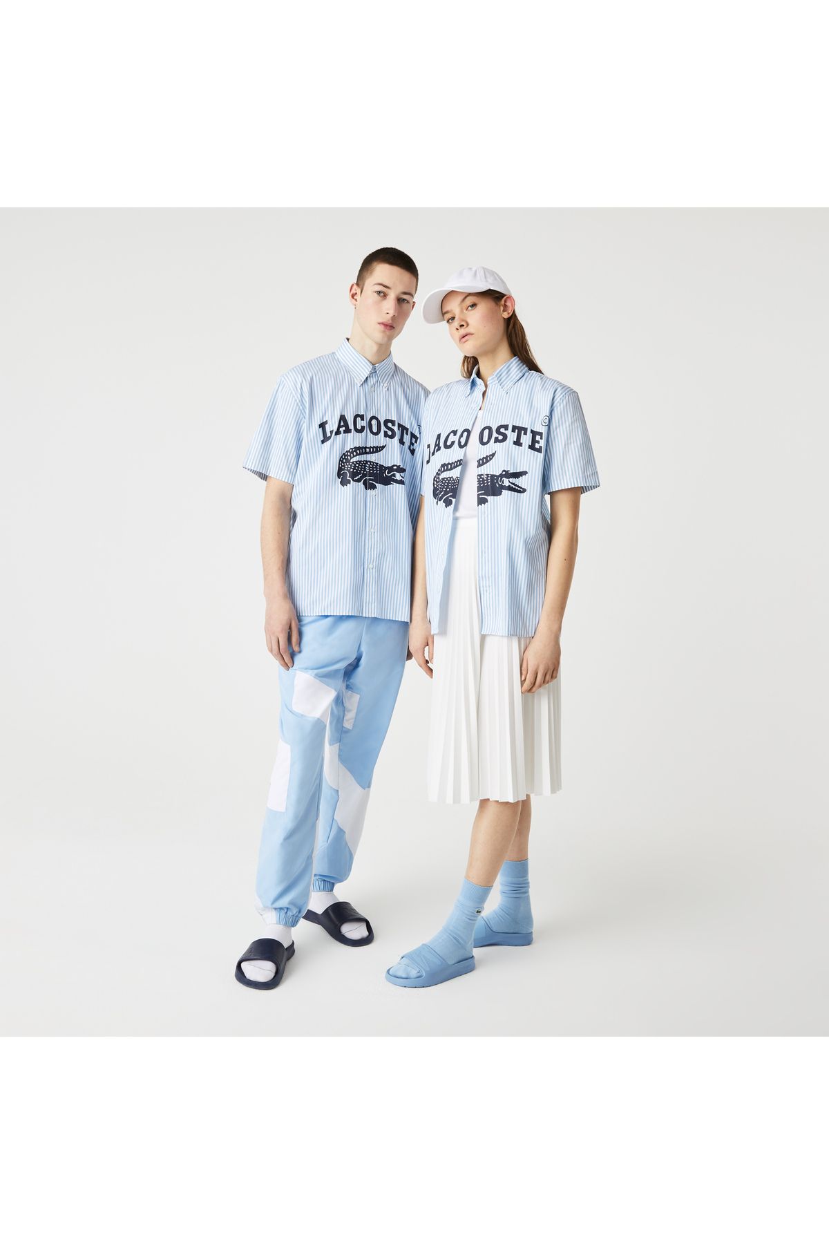 L!ve Unisex Relaxed Fit Kısa Kollu Baskılı Mavi Gömlek L!ve Unisex Relaxed Fit Kısa Kollu Baskılı Mavi Gömlek